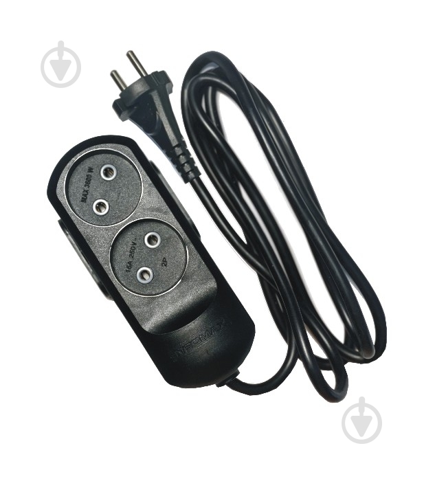 Удлинитель Neomax без заземления 2 гн. черный 2 м NX510202 - фото 1