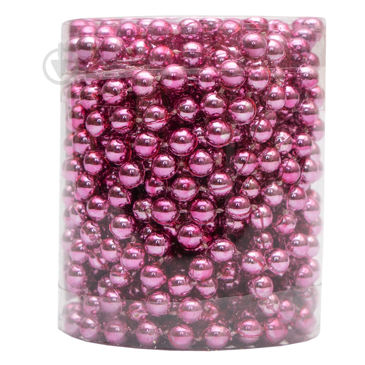 Бусы для елки Девилон 250539 6мм 6 м розовый - фото 1