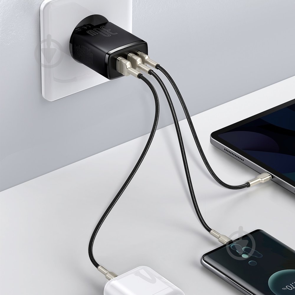 Мережевий зарядний пристрій BASEUS Compact Quick Charger 2U+C 30W EU Black - фото 12 Мережевий зарядний пристрій BASEUS Compact Quick Charger 2U+C 30W EU Black - фото 12