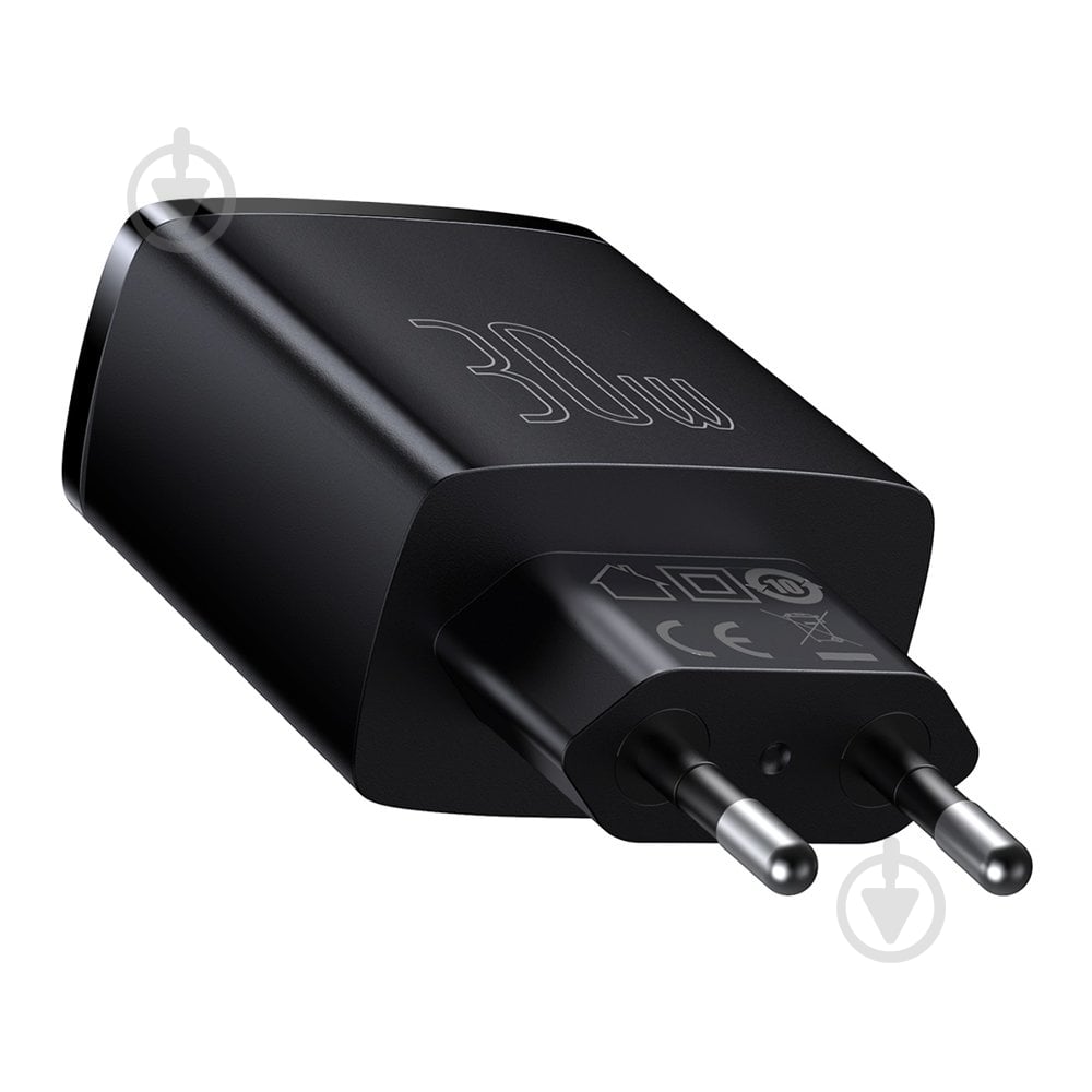 Мережевий зарядний пристрій BASEUS Compact Quick Charger 2U+C 30W EU Black - фото 4 Мережевий зарядний пристрій BASEUS Compact Quick Charger 2U+C 30W EU Black - фото 4