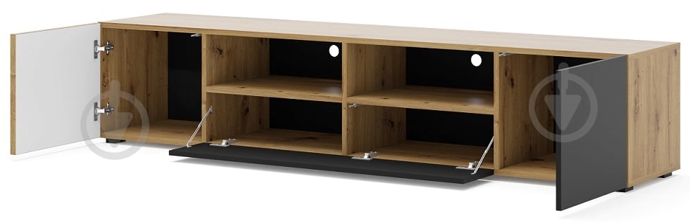 Тумба под ТВ BIM Furniture Auris 3д 2000x420x420 мм черный матовый/дуб артизан(AURIS_RTV_200_ARTISAN_OAK) - фото 2 Тумба под ТВ BIM Furniture Auris 3д 2000x420x420 мм черный матовый/дуб артизан(AURIS_RTV_200_ARTISAN_OAK) - фото 2