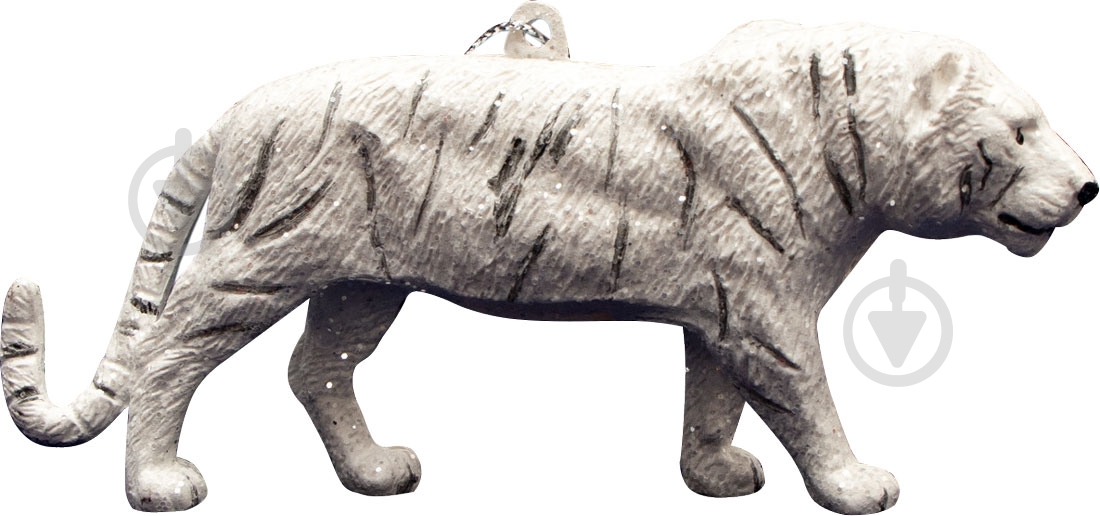 Елочная игрушка Девилон Тигр матовый белый 14 см 4690 - фото 1