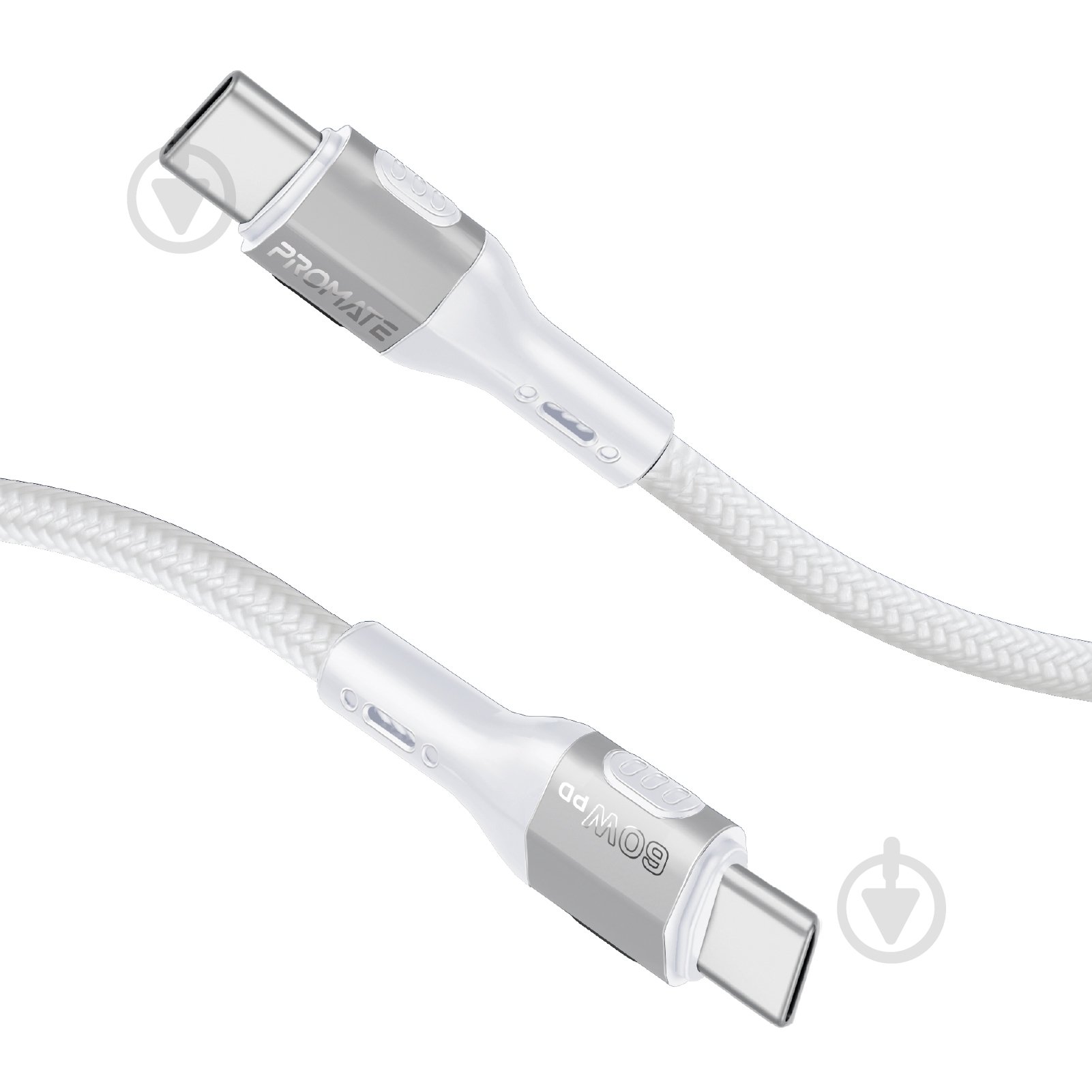 Кабель Promate FletchLink-СС USB-C to USB-C 60W Power Delivery 1,2 м grey (fletchlink-cc.grey) - фото 1 Кабель Promate FletchLink-СС USB-C to USB-C 60W Power Delivery 1,2 м grey (fletchlink-cc.grey) - фото 1