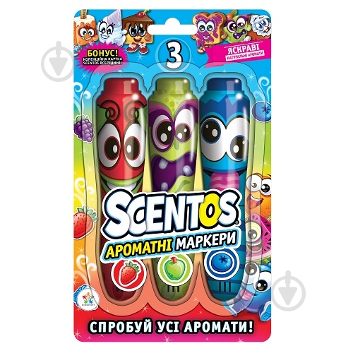 Набор маркеров Scentos Фрутти-Трио с ароматом (3 цвета) - фото 1