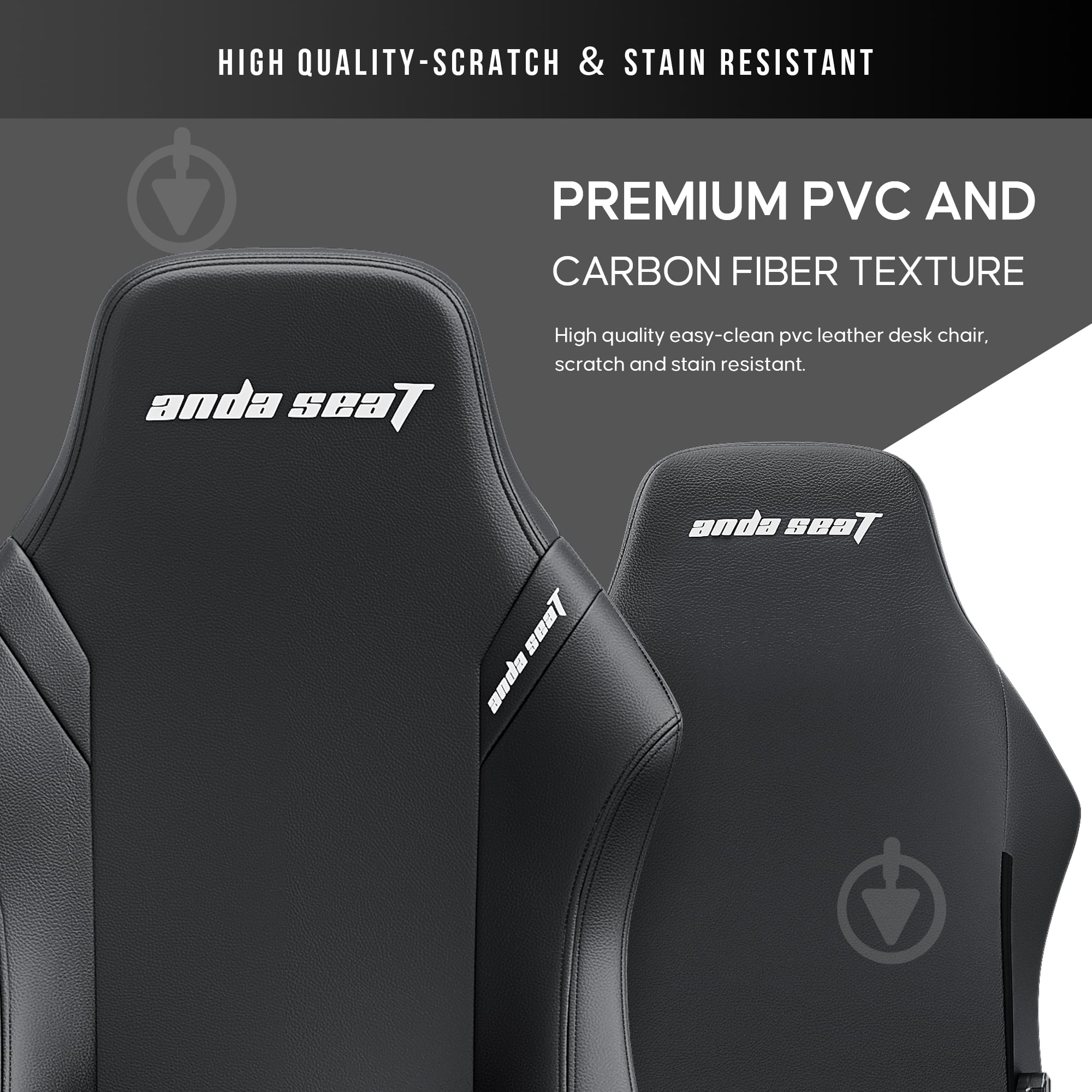 Кресло игровое Anda Seat Luna Size L Black PV/C (AD18-44-B-PV/C) черный - фото 20