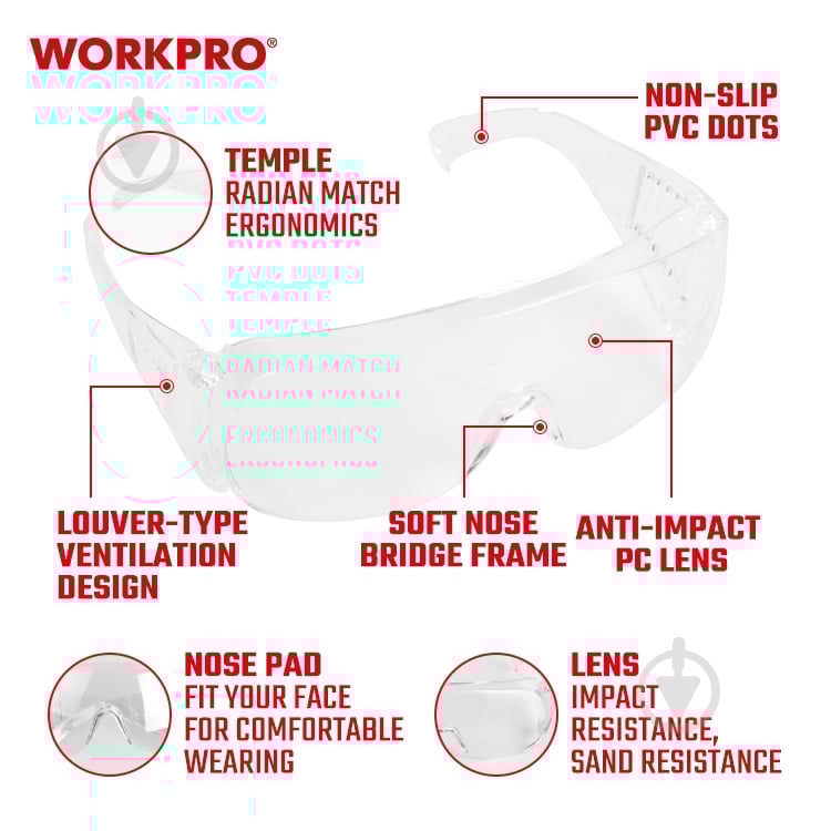 Очки защитные WORKPRO WP372000 - фото 4