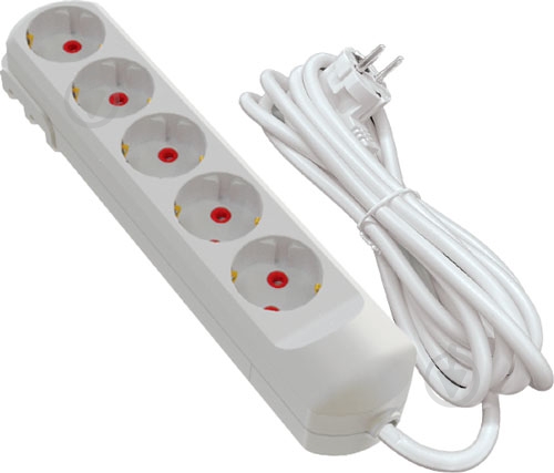 Удлинитель Neomax с заземлением 5 гн. белый 2 м NX501502E - фото 1