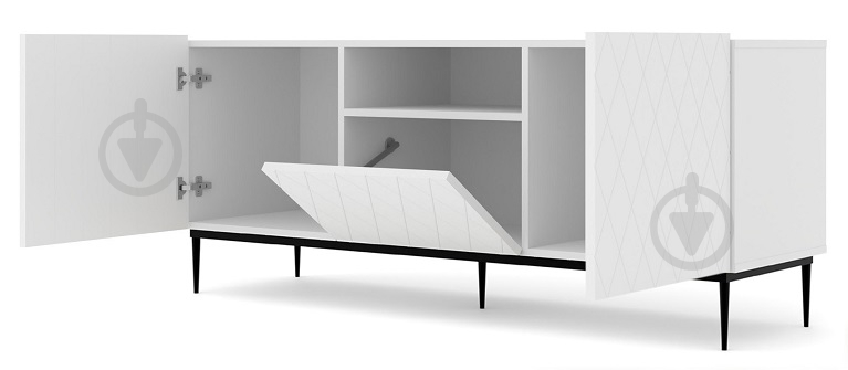 Тумба під ТВ BIM Furniture Diuna 1450x600x400 мм чорний/білий матовий (DIUNA_RTV2D1K_145_WHITE_MAT_BL) - фото 2 Тумба під ТВ BIM Furniture Diuna 1450x600x400 мм чорний/білий матовий (DIUNA_RTV2D1K_145_WHITE_MAT_BL) - фото 2