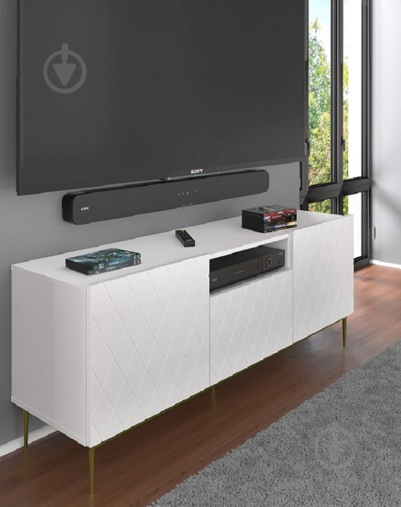 Тумба під ТВ BIM Furniture Diuna 1450x600x400 мм чорний/білий матовий (DIUNA_RTV2D1K_145_WHITE_MAT_BL) - фото 4 Тумба під ТВ BIM Furniture Diuna 1450x600x400 мм чорний/білий матовий (DIUNA_RTV2D1K_145_WHITE_MAT_BL) - фото 4