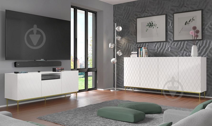 Тумба під ТВ BIM Furniture Diuna 1450x600x400 мм чорний/білий матовий (DIUNA_RTV2D1K_145_WHITE_MAT_BL) - фото 5 Тумба під ТВ BIM Furniture Diuna 1450x600x400 мм чорний/білий матовий (DIUNA_RTV2D1K_145_WHITE_MAT_BL) - фото 5