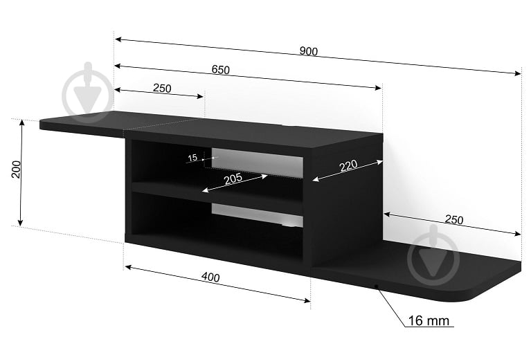 Тумба под ТВ BIM Furniture Dedal 900x200x220 мм черный матовый(DEDAL_TV_STAND_90_BLACK_MAT) - фото 2 Тумба под ТВ BIM Furniture Dedal 900x200x220 мм черный матовый(DEDAL_TV_STAND_90_BLACK_MAT) - фото 2