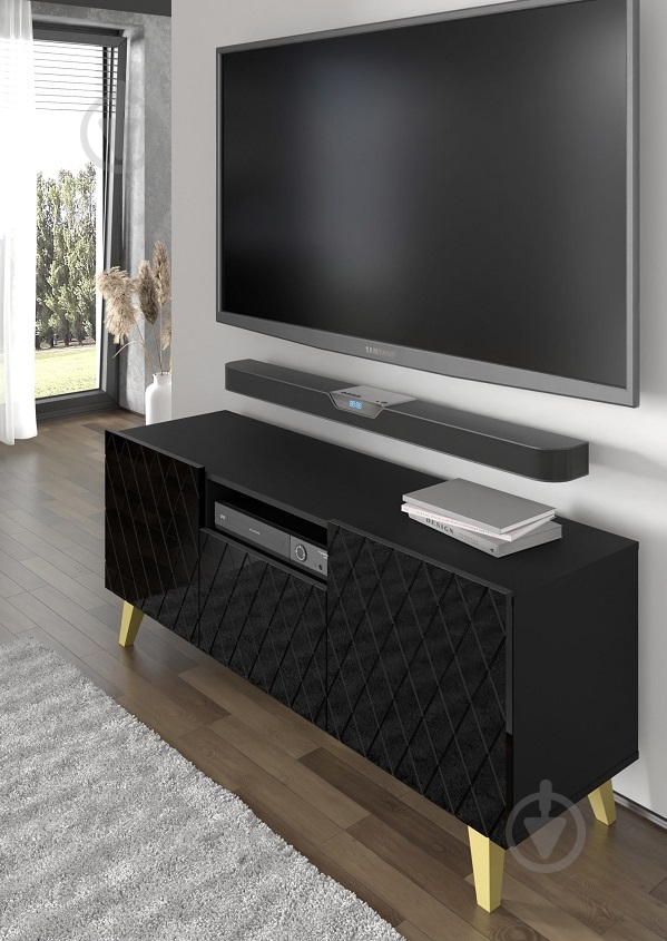 Тумба під ТВ BIM Furniture Diuna HG 1450x620x420 мм золотий/чорний матовий (DIUNA_RTV_145_3D1K_BM_BG_GL) - фото 6 Тумба під ТВ BIM Furniture Diuna HG 1450x620x420 мм золотий/чорний матовий (DIUNA_RTV_145_3D1K_BM_BG_GL) - фото 6