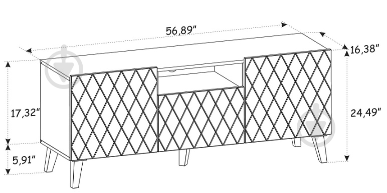 Тумба під ТВ BIM Furniture Diuna HG 1450x620x420 мм золотий/чорний матовий (DIUNA_RTV_145_3D1K_BM_BG_GL) - фото 3 Тумба під ТВ BIM Furniture Diuna HG 1450x620x420 мм золотий/чорний матовий (DIUNA_RTV_145_3D1K_BM_BG_GL) - фото 3