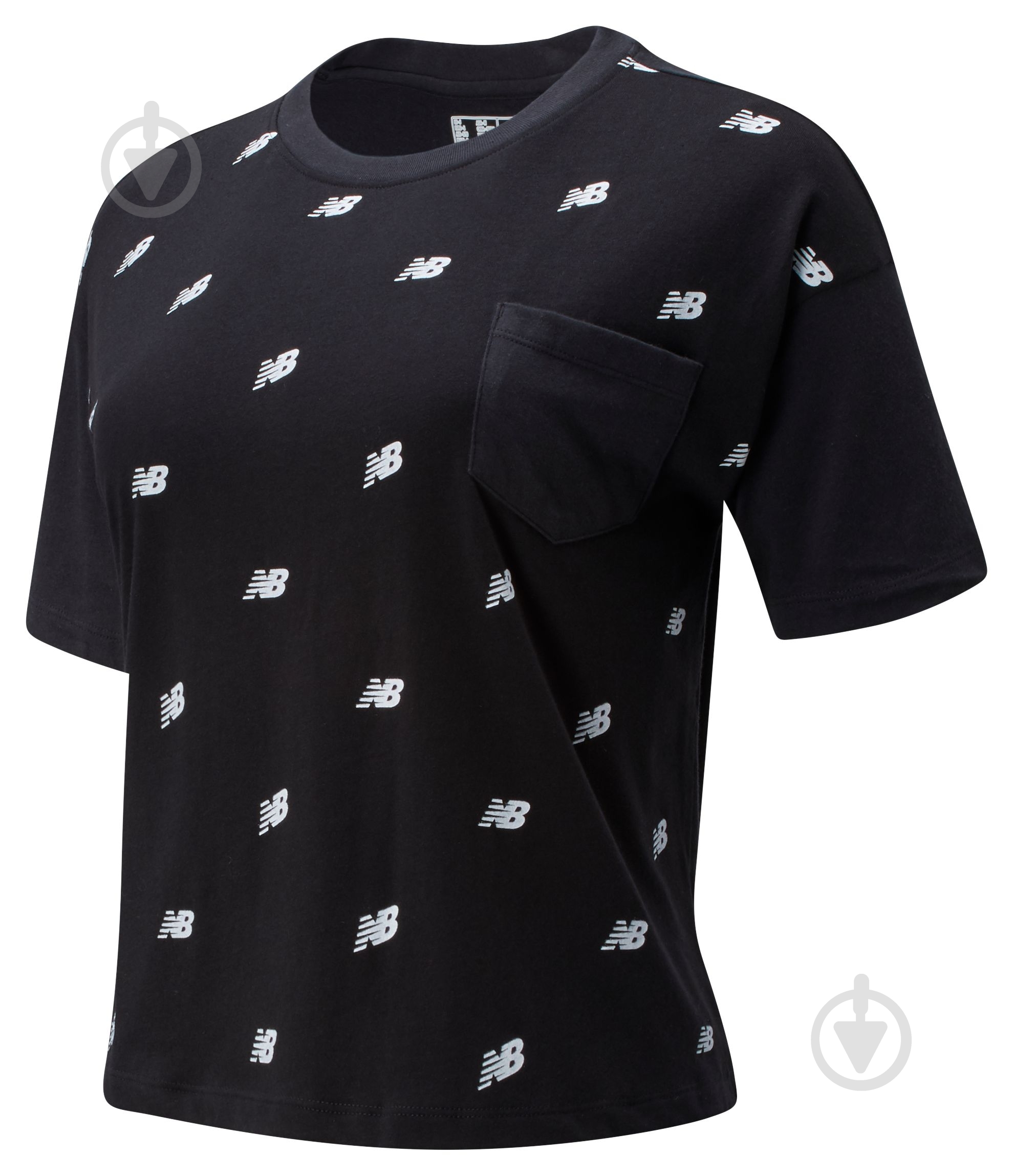 Футболка New Balance Футболка жін. NB CLASSIC OVERSIZED MINI ALL OVER NB чорна WT01853BK р.M черный - фото 1