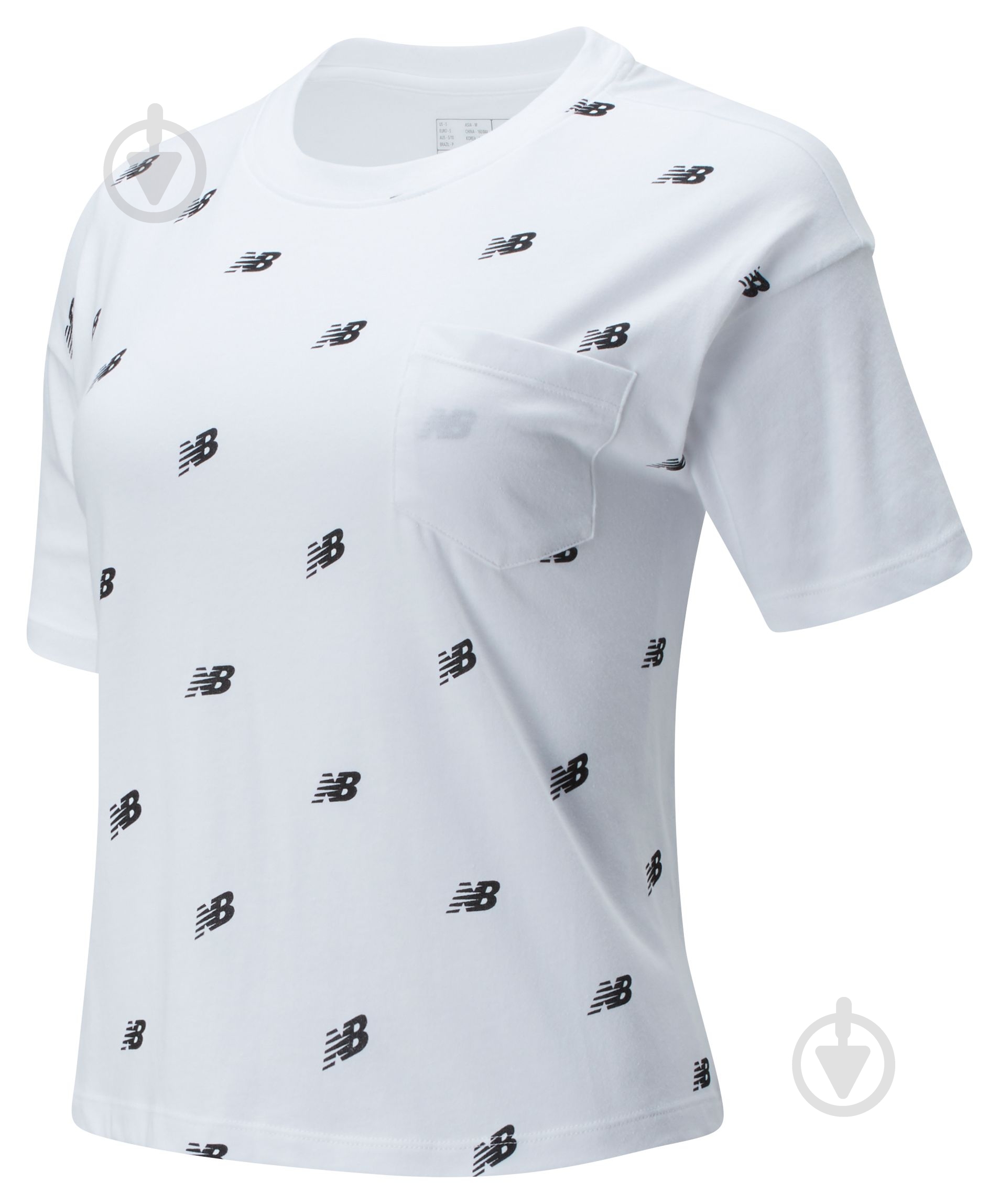 Футболка New Balance Футболка жін. NB CLASSIC OVERSIZED MINI ALL OVER NB біла WT01853WT р.XS белый - фото 1