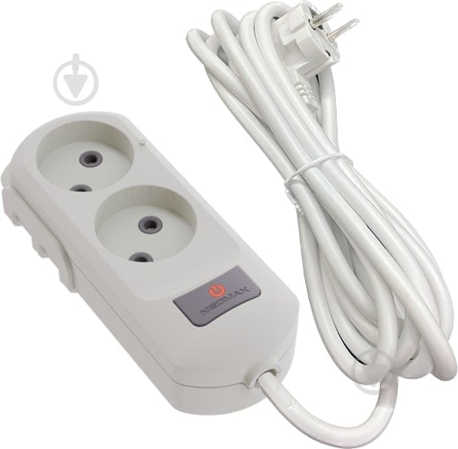 Подовжувач Neomax без заземлення 2 гн. білий 5 м NX502205 - фото 1