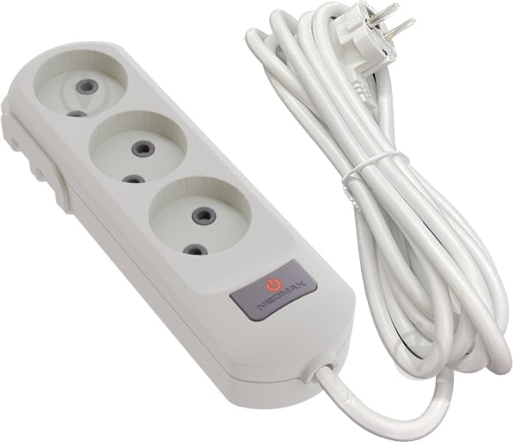 Подовжувач Neomax без заземлення 3 гн. білий 3 м NX502303 - фото 1