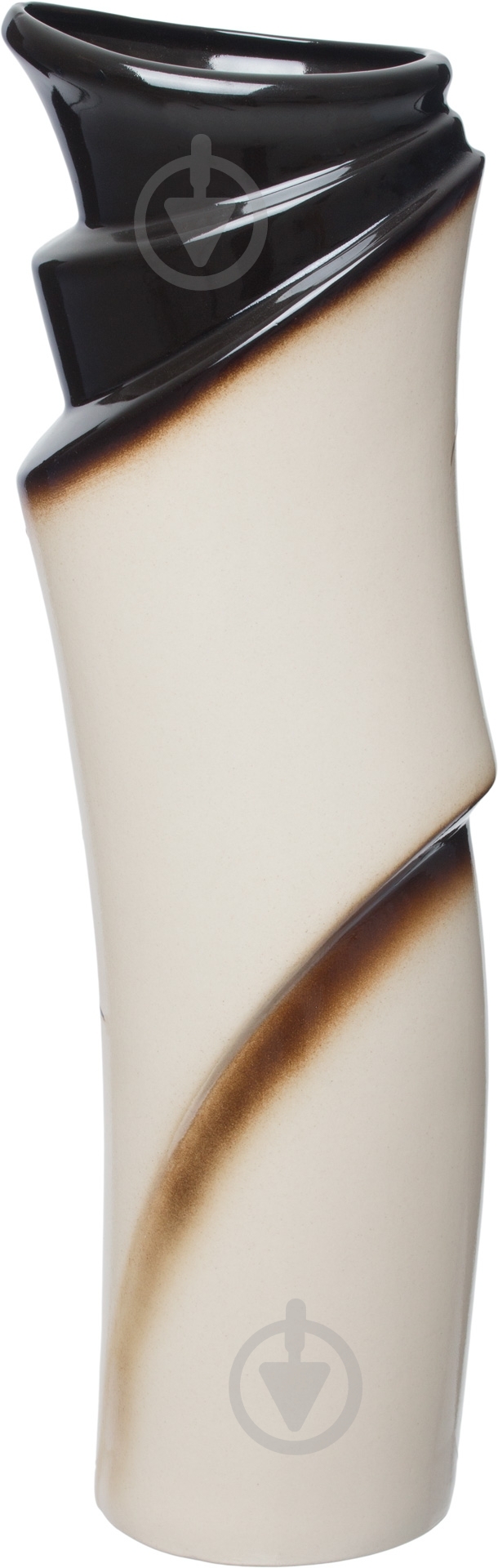 Ваза керамическая черная с бежевым Иллюзия 46 см - фото 2