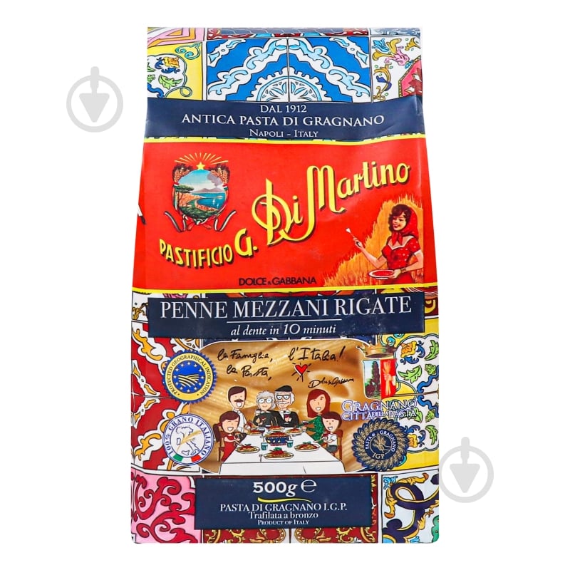 Макарони Di Martino Penne mezzani rigate 500 г - фото 1