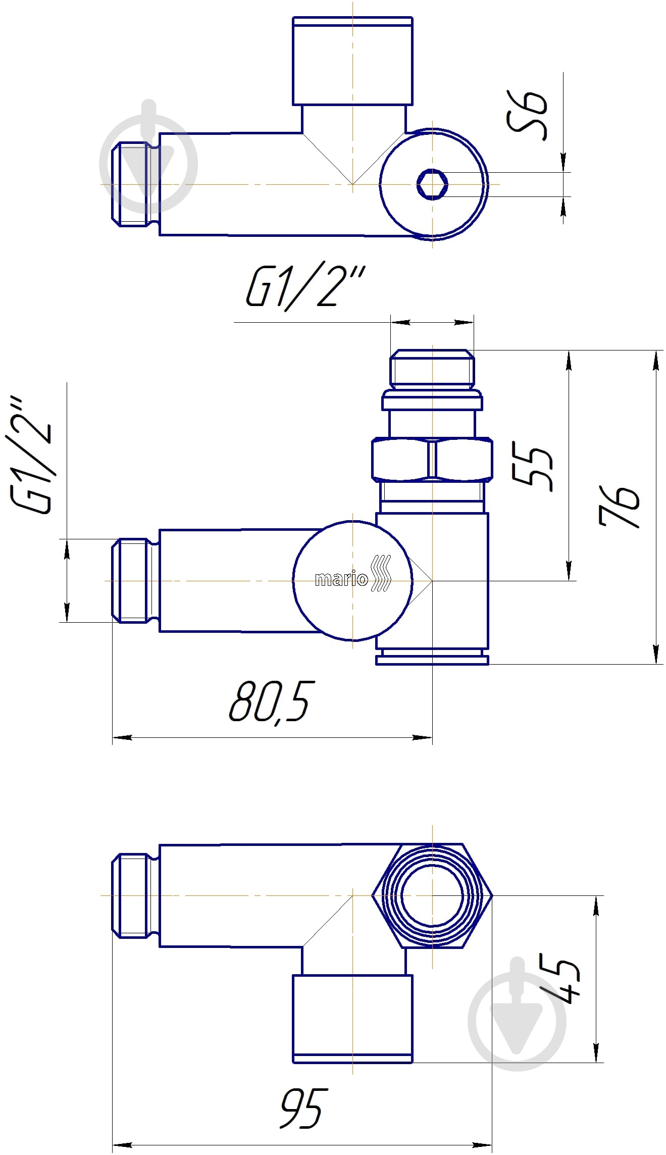 Кран угловой Mario под ТЭН сатин - фото 4