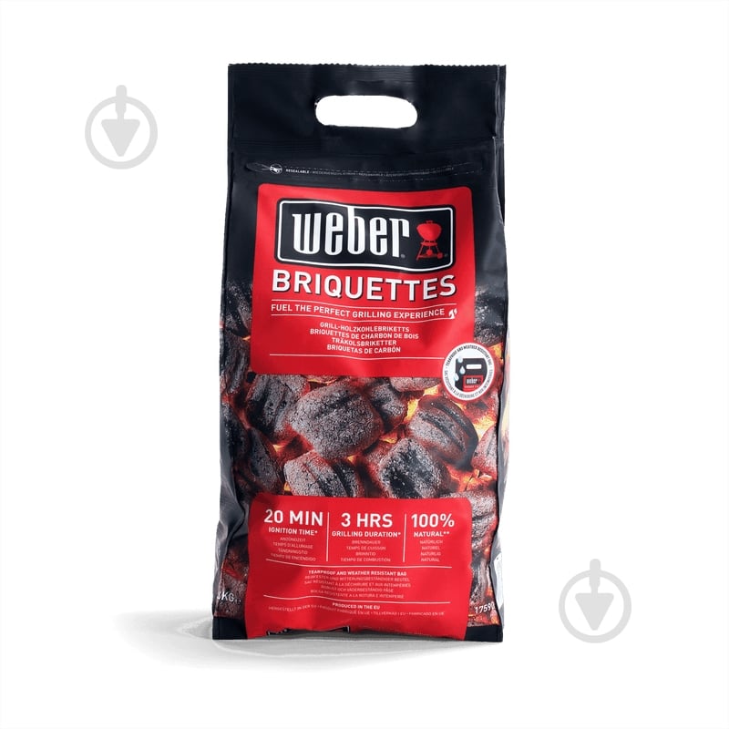 Брикети вугільні Weber Briketts 4 кг 17590 - фото 1