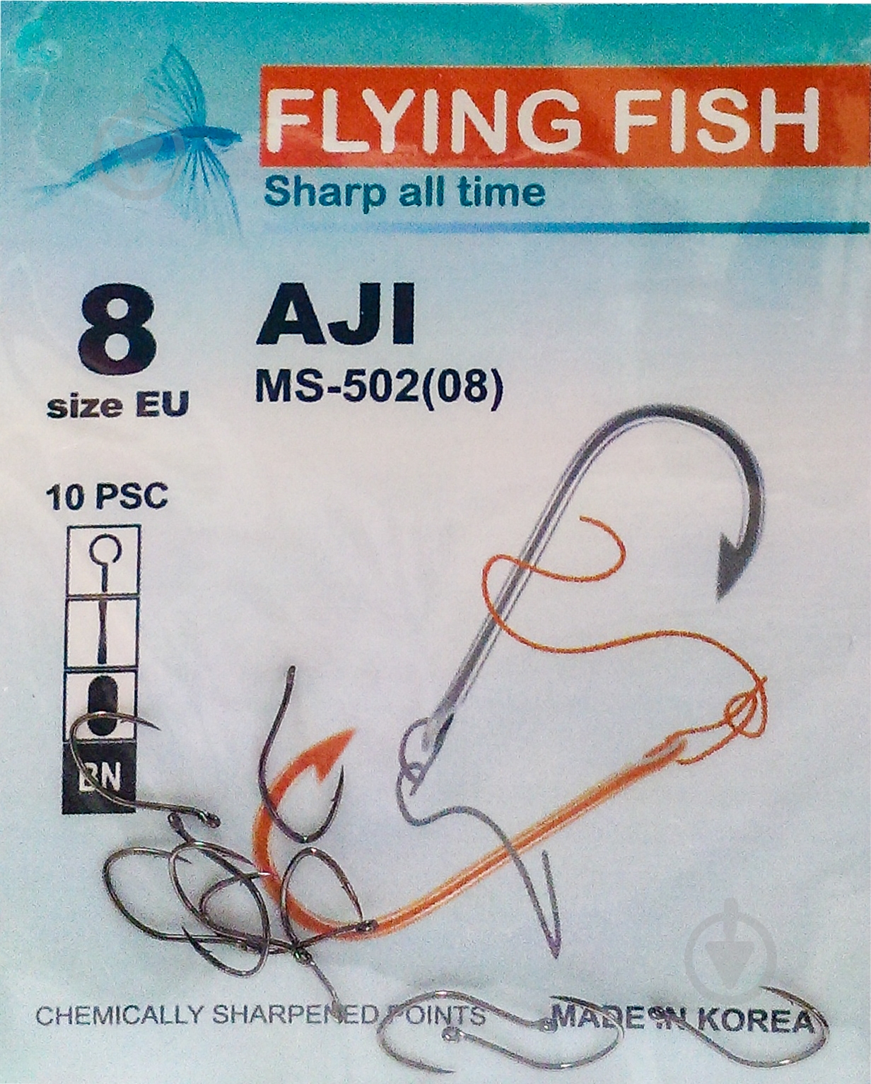 Крючок Flying Fish Aji №8 10 шт. MS-502(08) - фото 1
