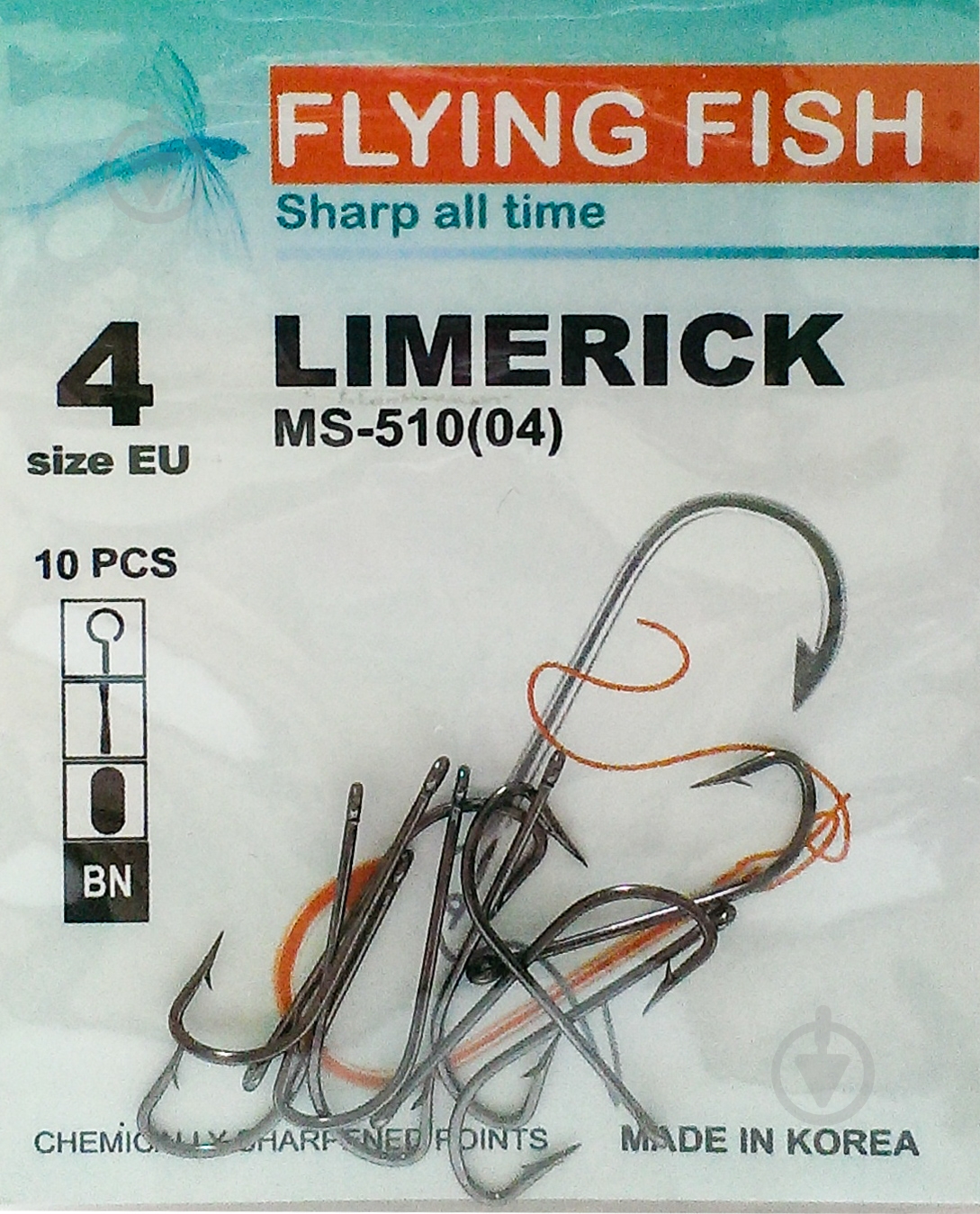 Крючок Flying Fish Limerick №4 10 шт. MS-510(04) - фото 1