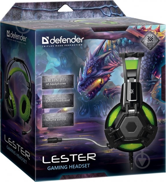 Навушники Defender Lester black/green (64543) - фото 7