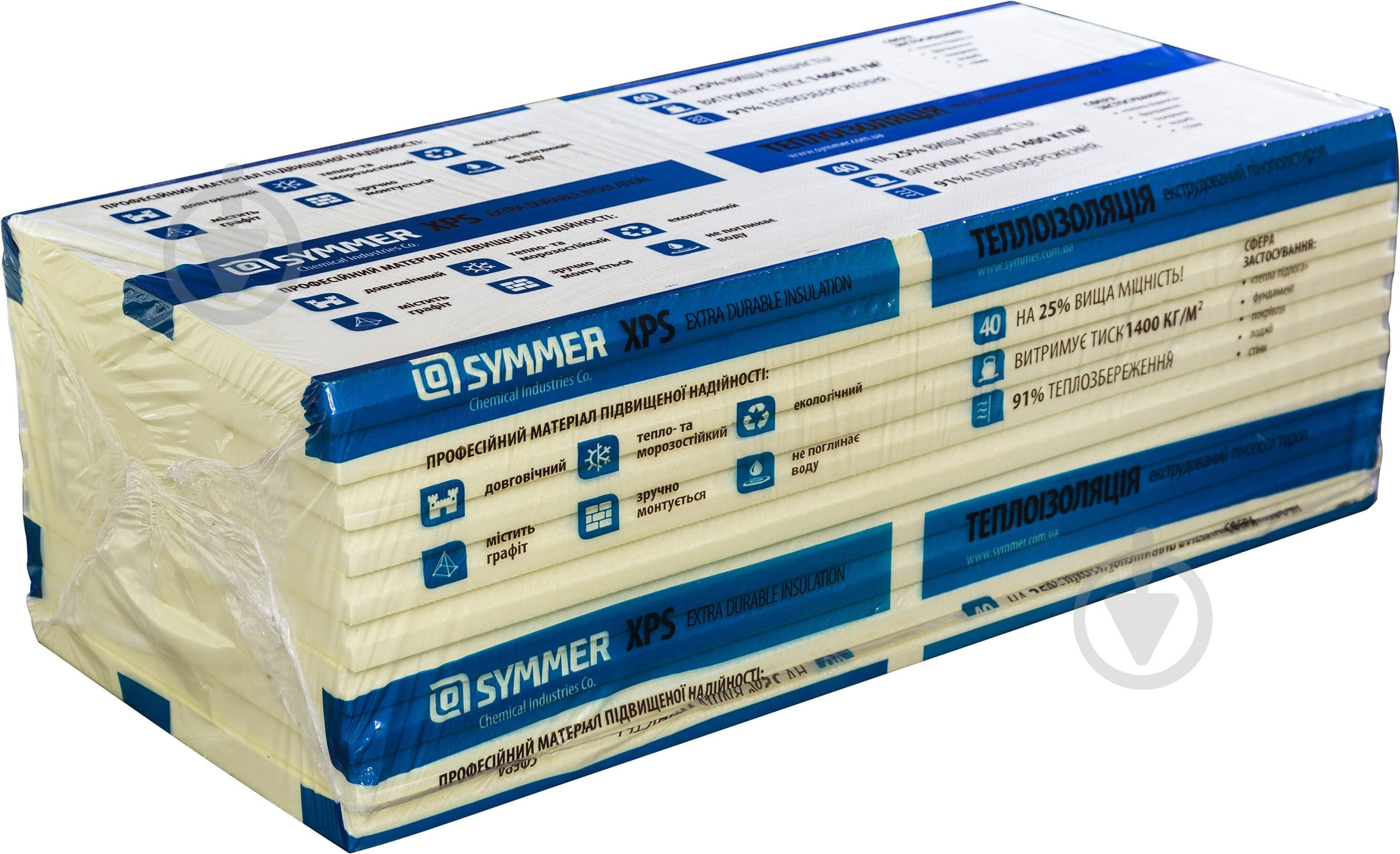 Экструзионный пенополистирол SYMMER 1200x550x40 мм SYMMER-XPS - фото 1