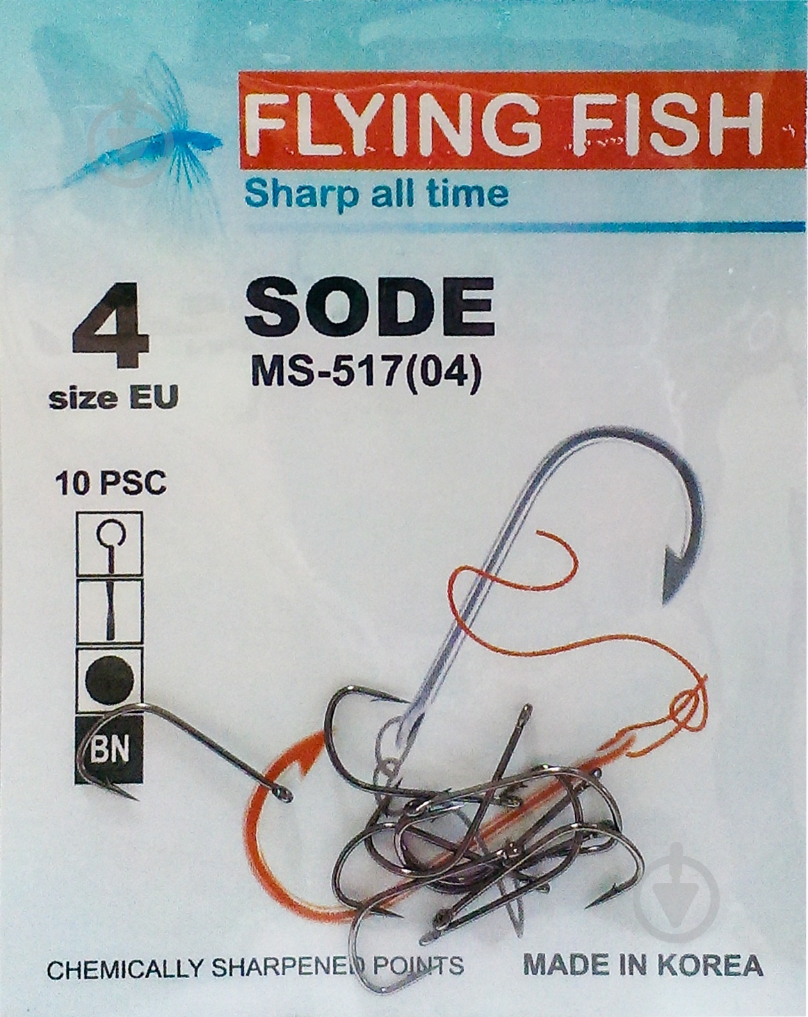 Гачок Flying Fish Sode №4 10 шт. MS-517(04) - фото 1