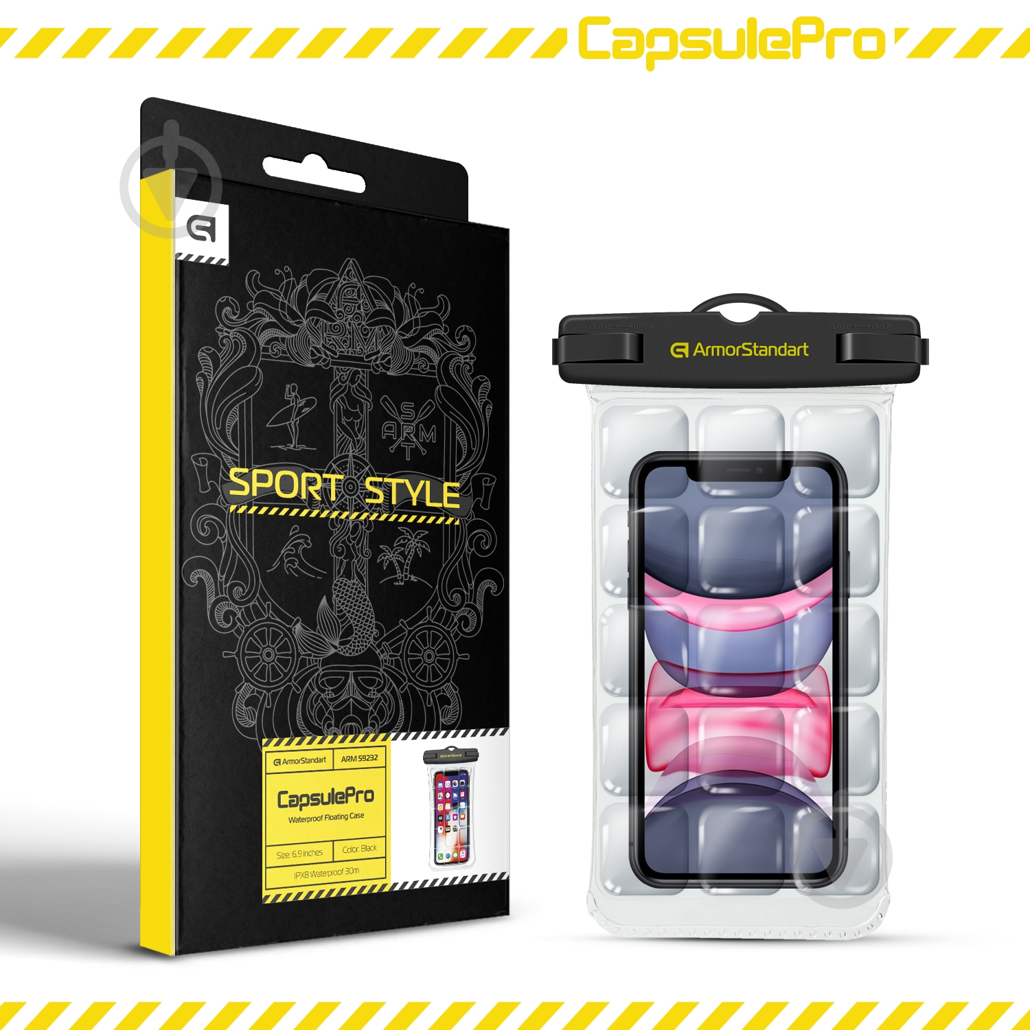 Чехол Armorstandart CapsulePro Waterproof Floating Case Black (ARM59232) - фото 7