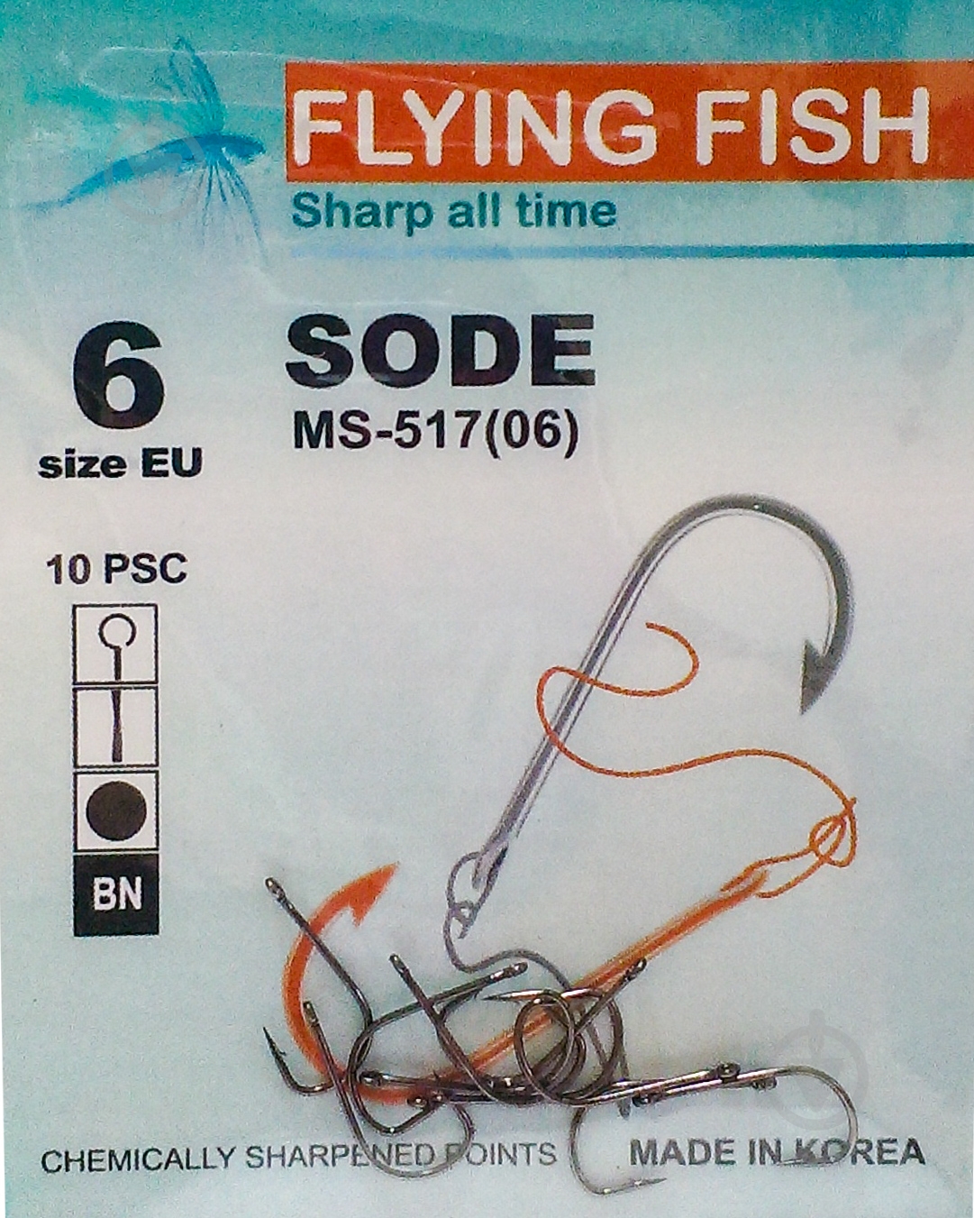 Гачок Flying Fish Sode №6 10 шт. MS-517(06) - фото 1 Гачок Flying Fish Sode №6 10 шт. MS-517(06) - фото 1