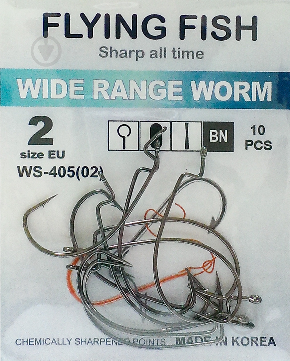 Крючок Flying Fish Wide Range Worm №2 10 шт. WS-405(02) - фото 1