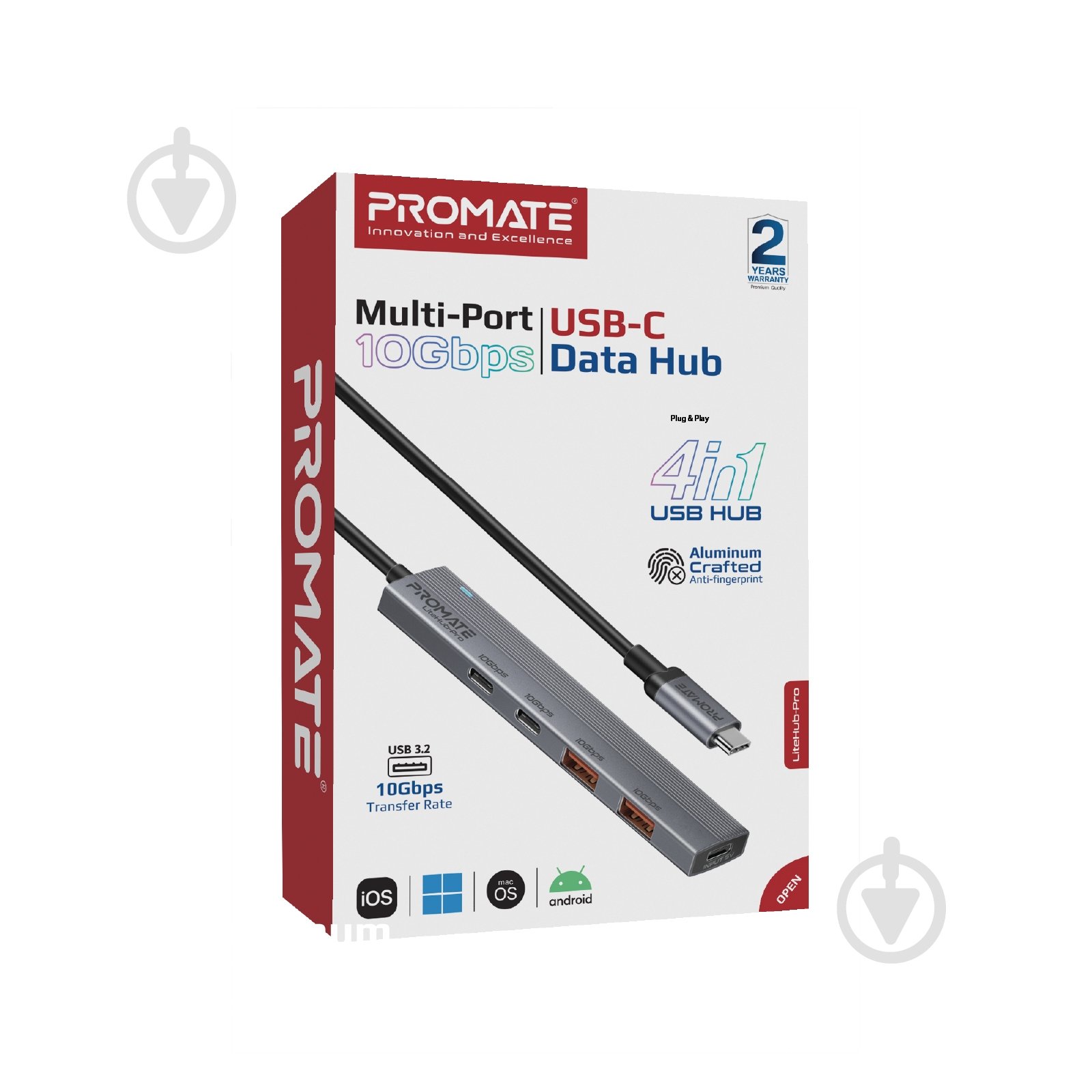 USB-хаб Promate LiteHub-Pro Grey - фото 7