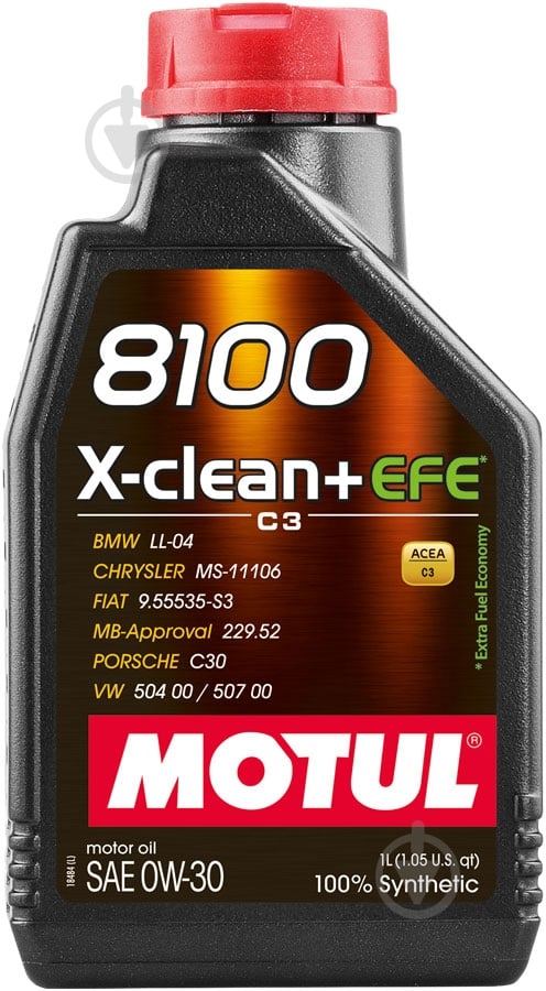 Моторна олива синтетична Motul 8100 X-Clean+ Efe 0W-30 1 л (853911) - фото 1 Моторна олива синтетична Motul 8100 X-Clean+ Efe 0W-30 1 л (853911) - фото 1