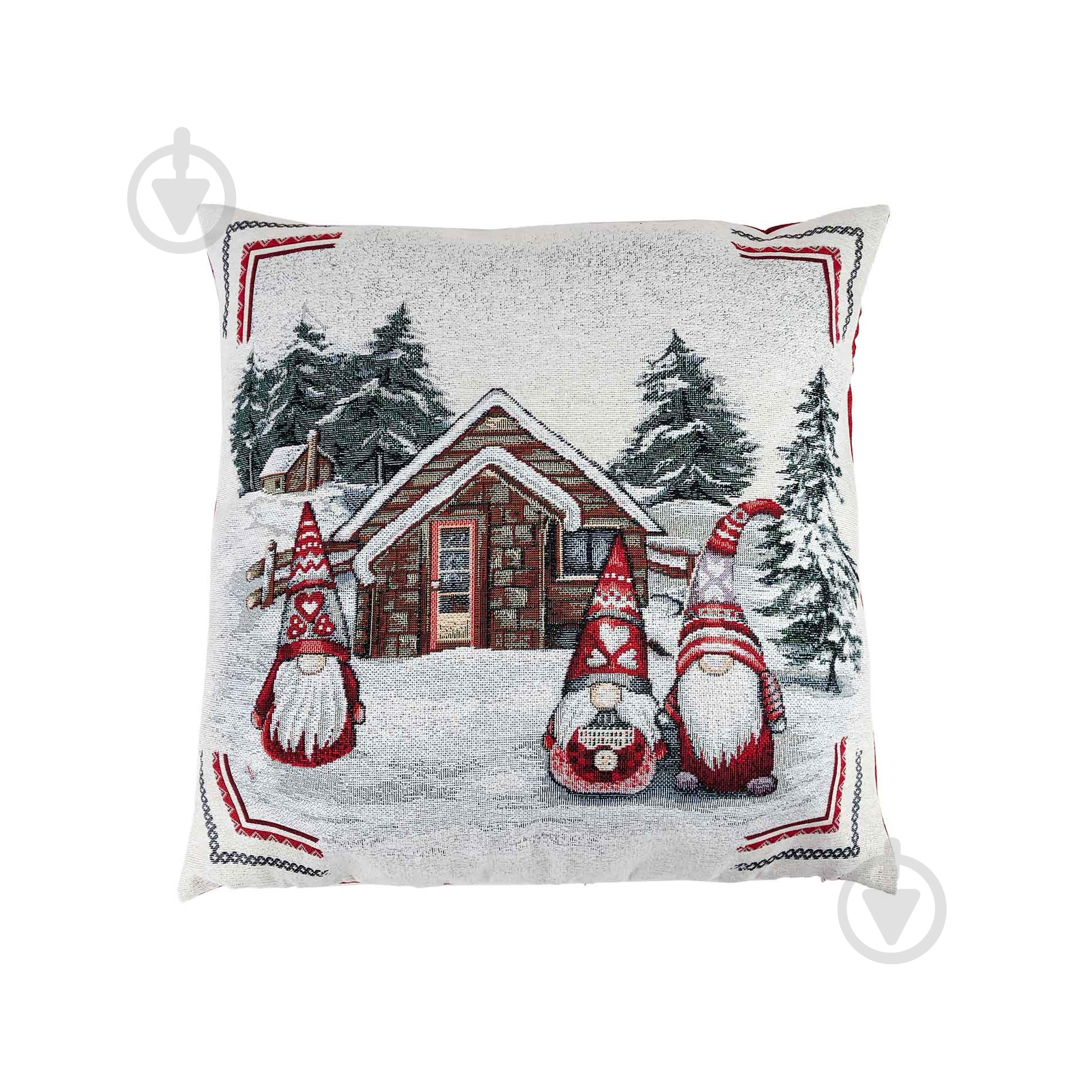 Подушка декоративна Snowfall Три гноми біля хатинки 45x45 см Прованс - фото 1 Подушка декоративна Snowfall Три гноми біля хатинки 45x45 см Прованс - фото 1