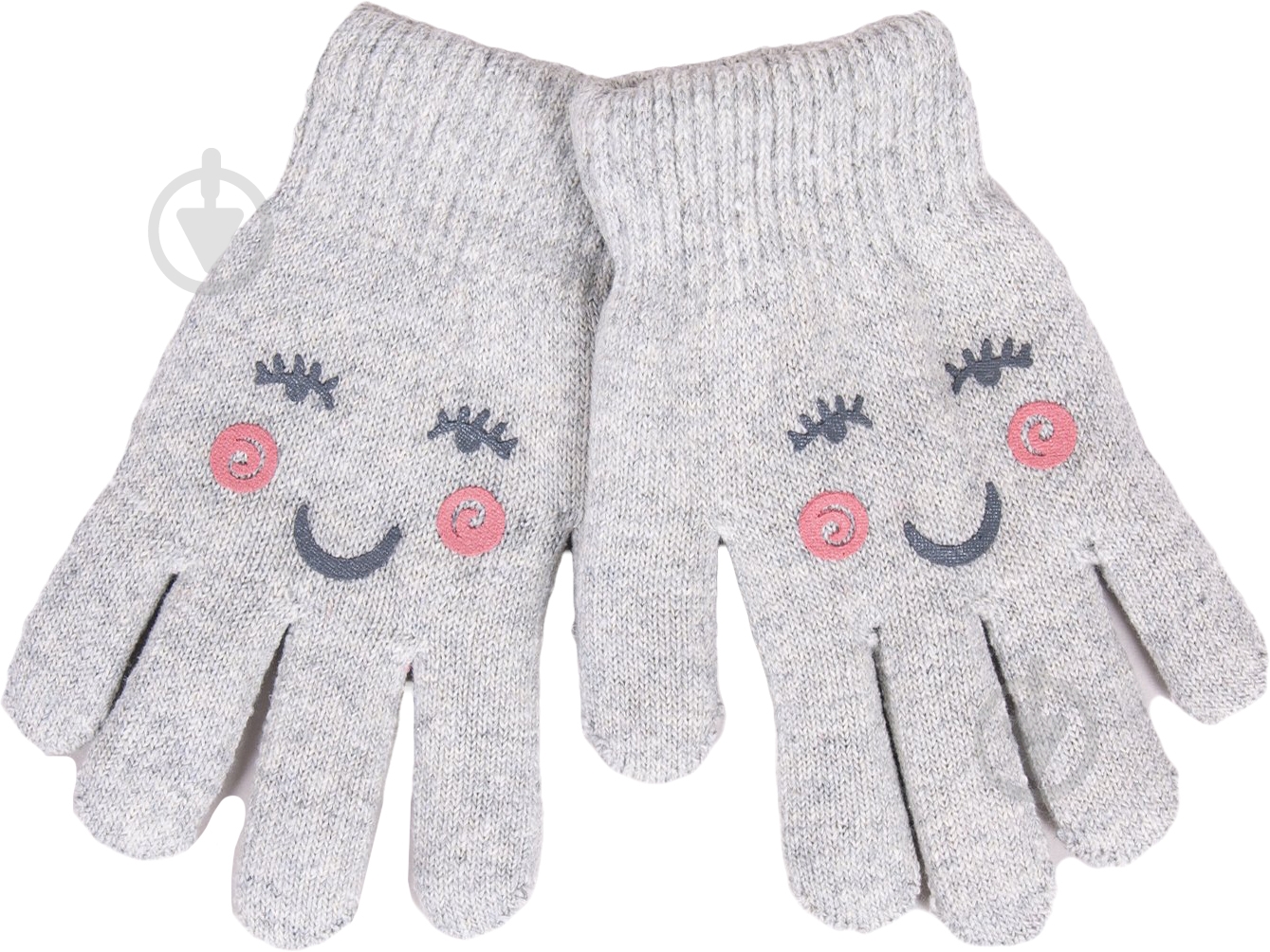 Варежки YO! смайл р.16 серый - фото 1