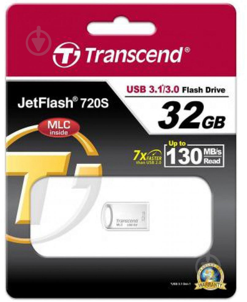 Флеш-память Transcend JetFlash 720 32 ГБ USB 3.0 silver (TS32GJF720S) - фото 5