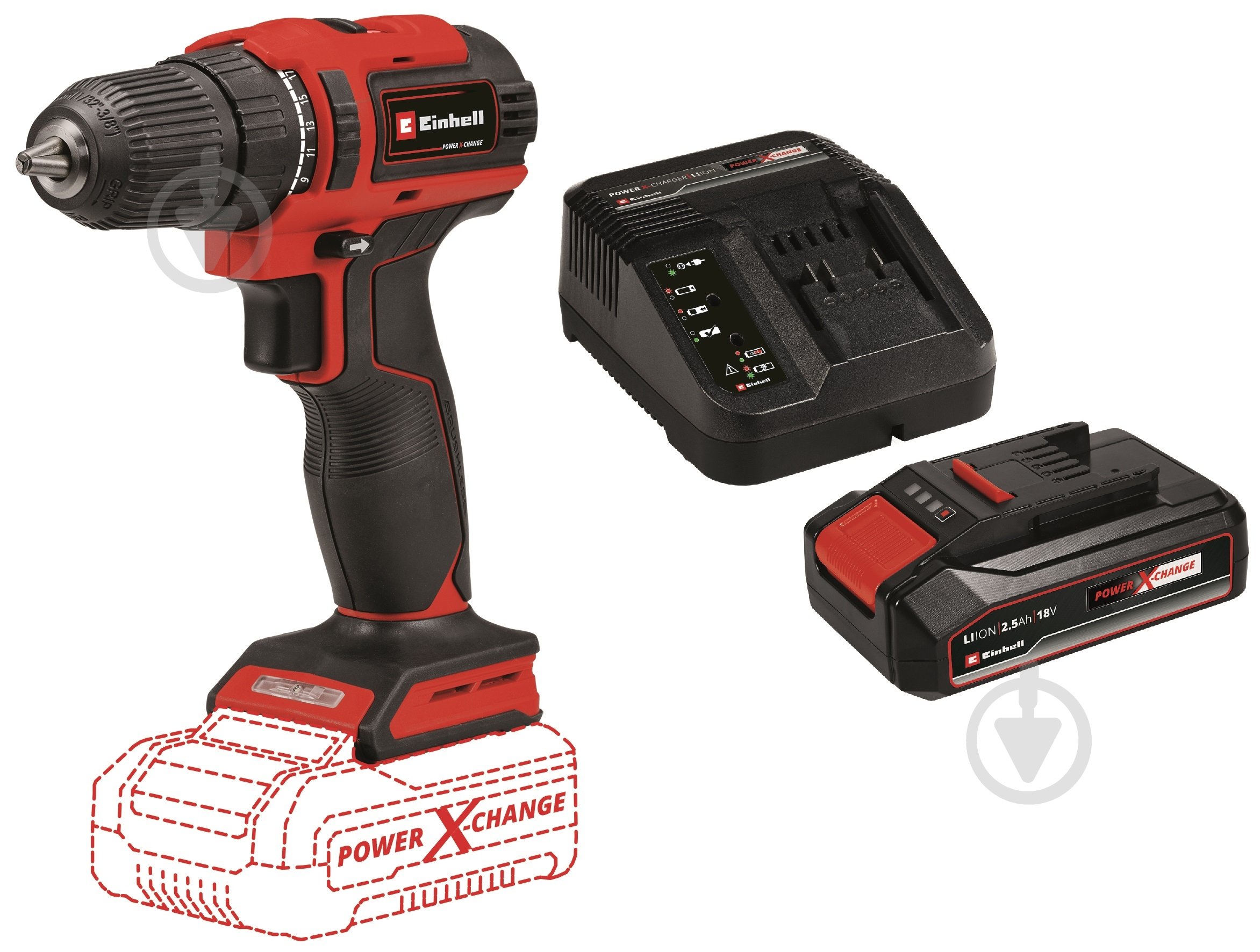 Шуруповерт акумуляторний Einhell TE-CD 18/40 Li BL 2.5 Ah 4513997 Set2 - фото 1 Шуруповерт акумуляторний Einhell TE-CD 18/40 Li BL 2.5 Ah 4513997 Set2 - фото 1