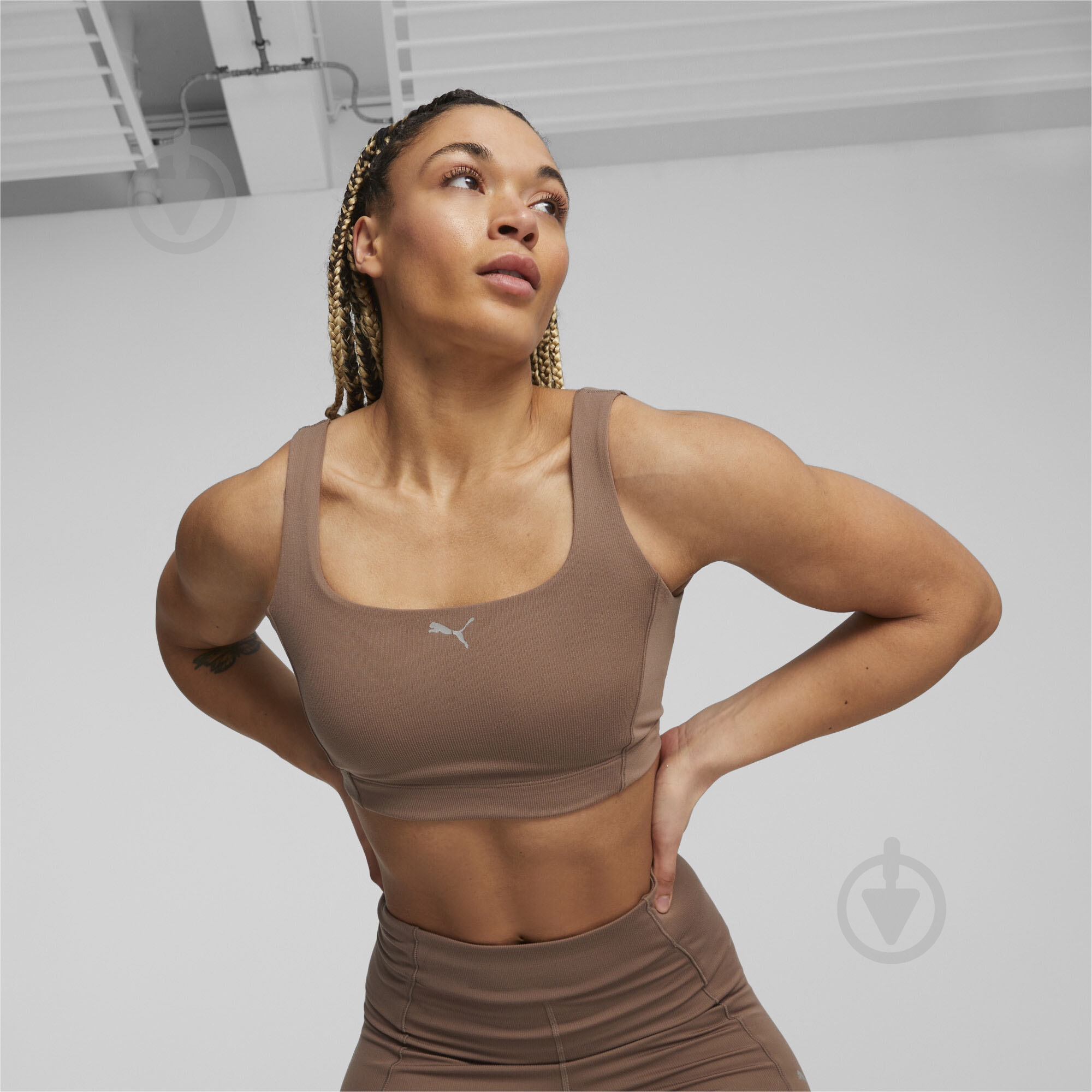 Бра Puma LOW IMPACT CLOUDSPUN RIB/SOLID BRA 52383295 р.S бежевий - фото 3
