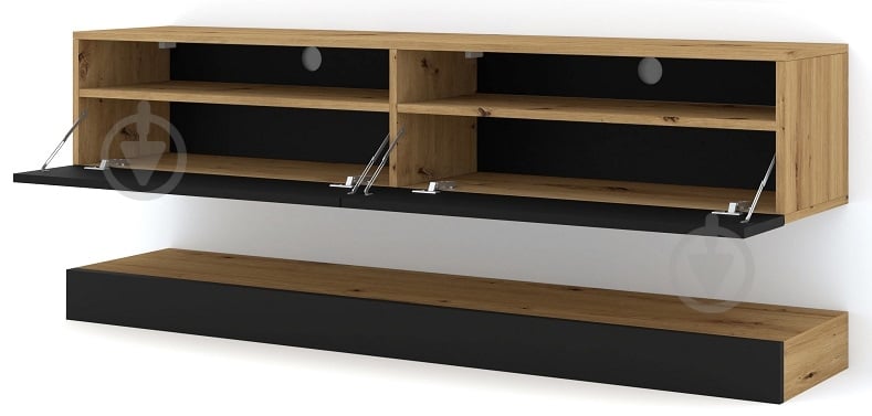 Тумба під ТВ BIM Furniture Duo 2д 1600x300x340 мм дуб артізан/чорний матовий (TV_STAND_DUO_160_PLATFORM_ARTI) - фото 2 Тумба під ТВ BIM Furniture Duo 2д 1600x300x340 мм дуб артізан/чорний матовий (TV_STAND_DUO_160_PLATFORM_ARTI) - фото 2