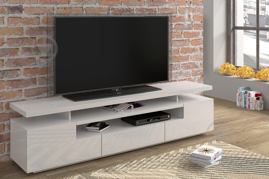 Тумба під ТВ BIM Furniture Eva 3д 1950x510x420 мм білий матовий/білий глянець(TV_STAND_EVA_195_WHITE_GLOSS_L) - фото 4 Тумба під ТВ BIM Furniture Eva 3д 1950x510x420 мм білий матовий/білий глянець(TV_STAND_EVA_195_WHITE_GLOSS_L) - фото 4