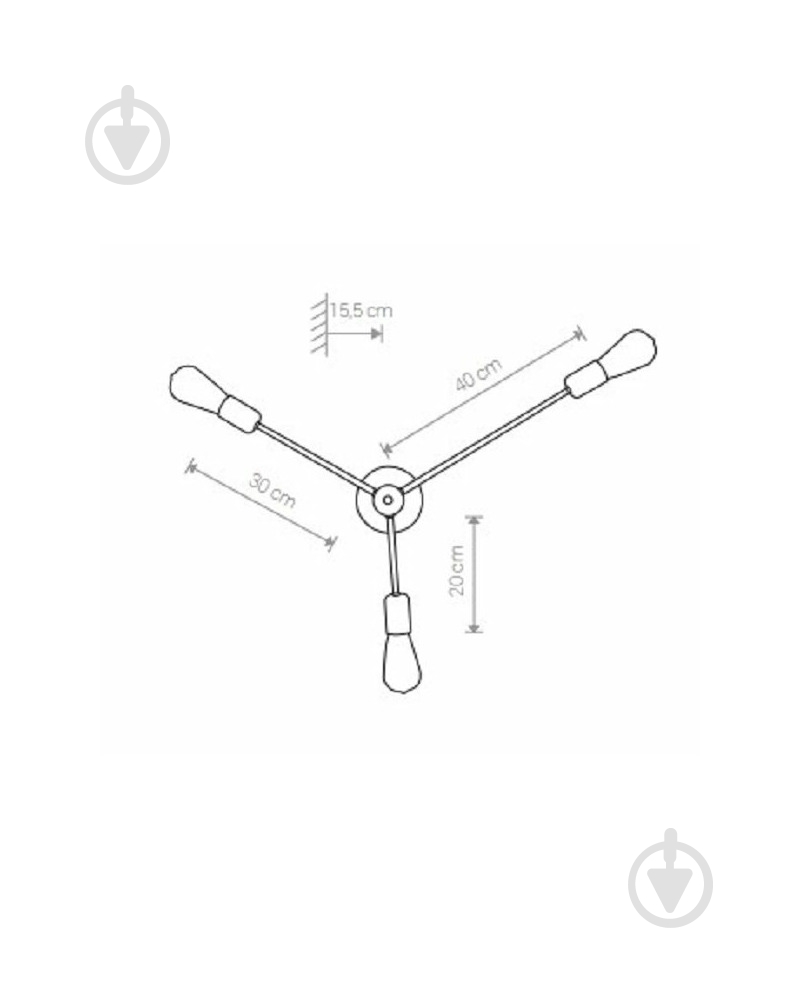 Бра Nowodvorski Mill 3x60 Вт E27 черный 9136 - фото 2