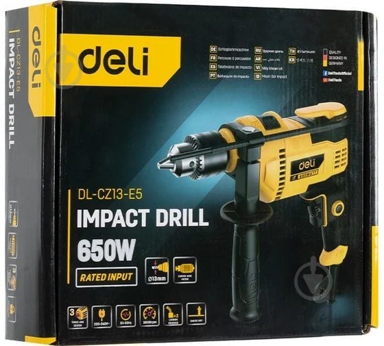 Дрель ударная Deli 650 Вт EDL-CZ13-E5 - фото 5 Дрель ударная Deli 650 Вт EDL-CZ13-E5 - фото 5