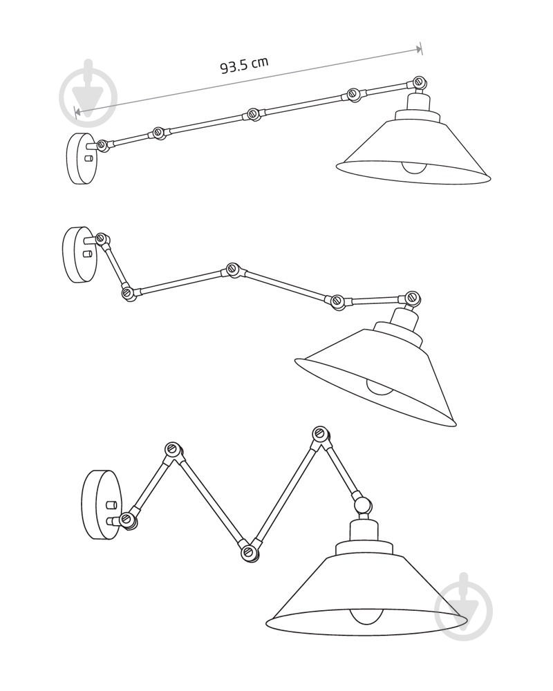 Бра Nowodvorski Pantograph 1x60 Вт E27 черный 9126 - фото 4