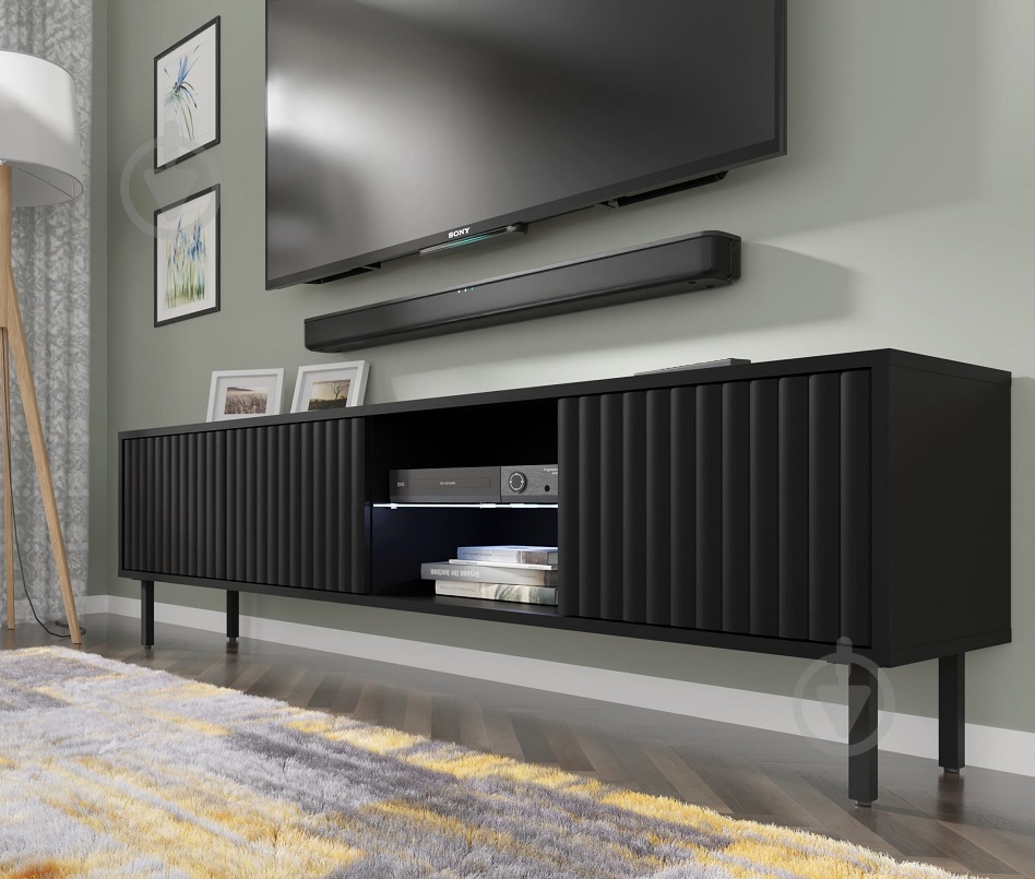 Тумба под ТВ BIM Furniture Mita 3д 1560x310x310 мм черный матовый(MITA_TV_STAND_156_BLACK_MAT) - фото 7 Тумба под ТВ BIM Furniture Mita 3д 1560x310x310 мм черный матовый(MITA_TV_STAND_156_BLACK_MAT) - фото 7