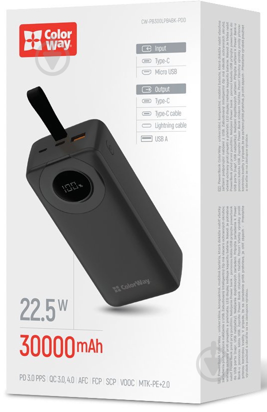 Повербанк ColorWay EnergyPlus 30000 mAh black (CW-PB300LPB4BK-PDD) - фото 6