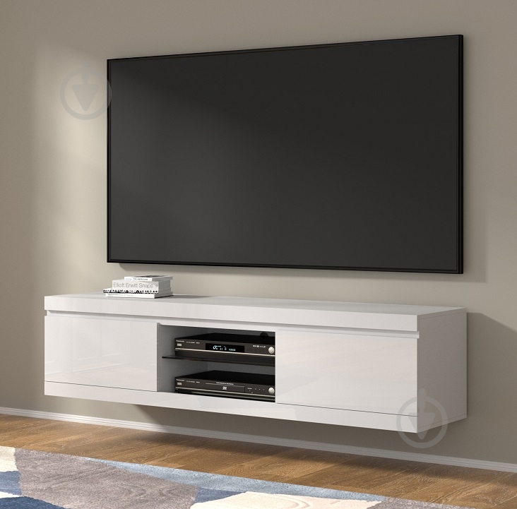Тумба под ТВ BIM Furniture Net 2д 1800x460x400 мм белый матовый/белый глянец(TV_STAND_NET_180_WHITE_GLOSS) - фото 4