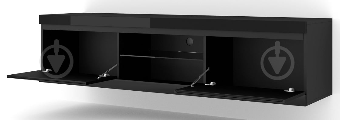 Тумба под ТВ BIM Furniture Net 2д 1800x460x400 мм черный матовый/черный глянец (TV_STAND_NET_180_BLACK_GLOSS) - фото 2 Тумба под ТВ BIM Furniture Net 2д 1800x460x400 мм черный матовый/черный глянец (TV_STAND_NET_180_BLACK_GLOSS) - фото 2