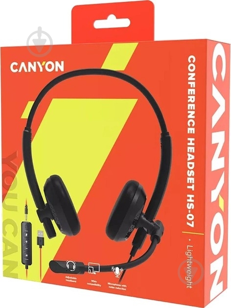 Гарнитура Canyon HS-07 PC Mic 3.5/USB black (CNS-HS07B) - фото 6